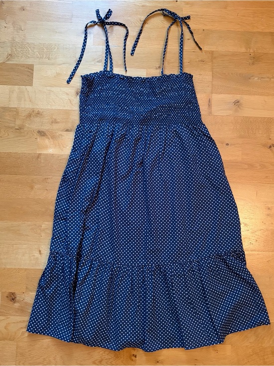 J. Crew Dresses & Skirts - J. Crew Navy and White Polka Dot Cotton Midi Sundress, Size M